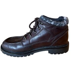 Timberland Mens‎ Leather Ankle Boots Size 9.5M Lace Up Casual Moc Toe Brown